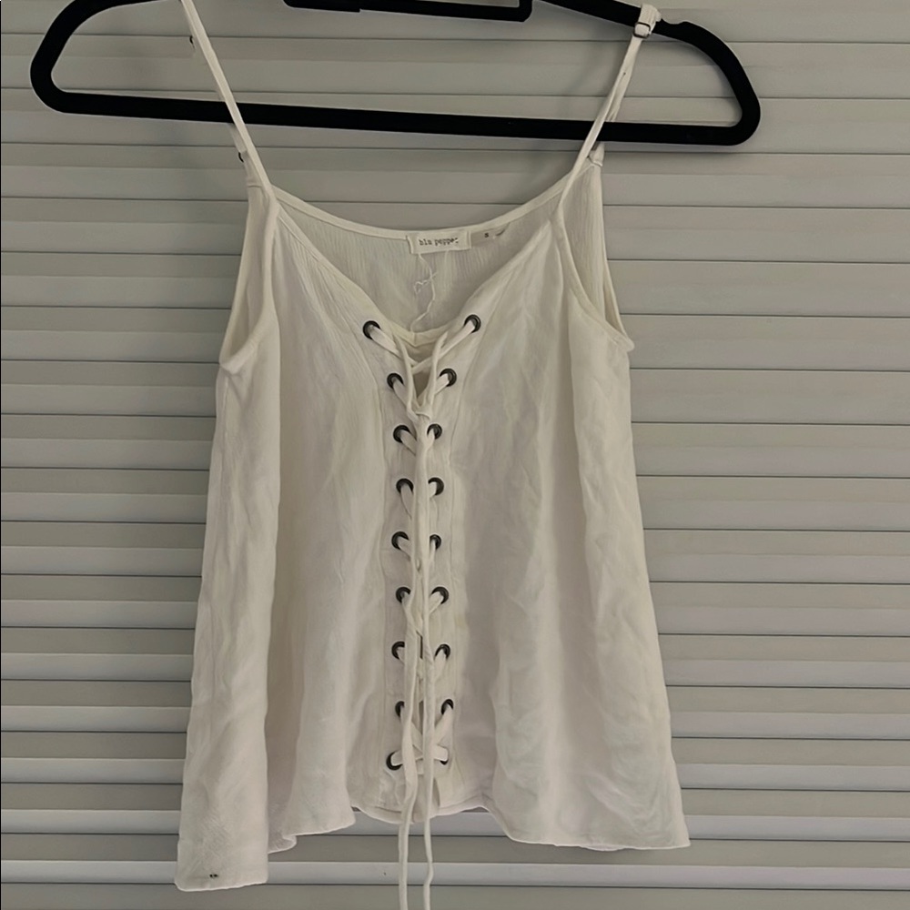 White Lace-Up Camisole Top